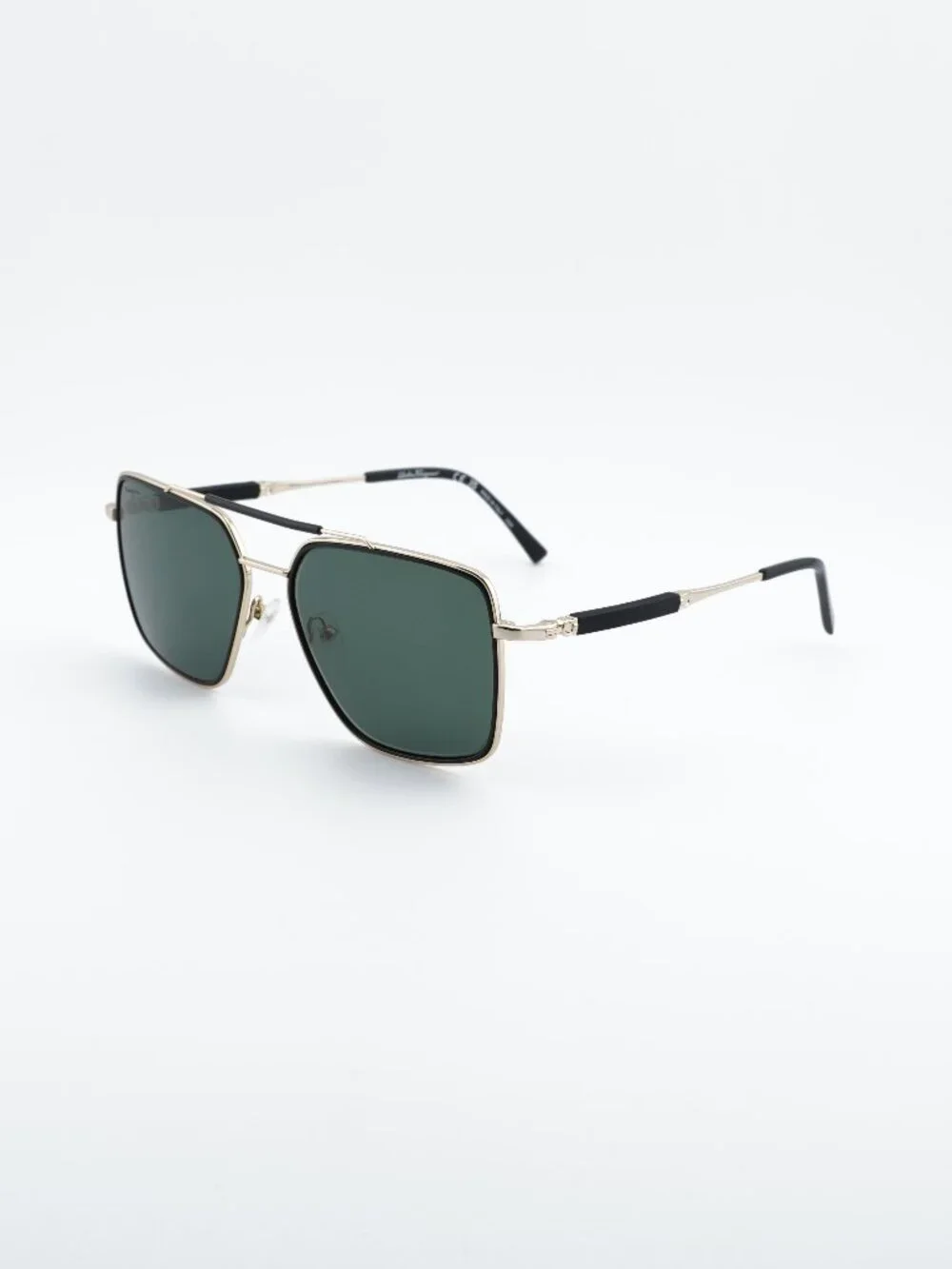 Salvatore Ferragamo SF298S 703 Sunglasses Gold Aviator Frame, Green Lenses